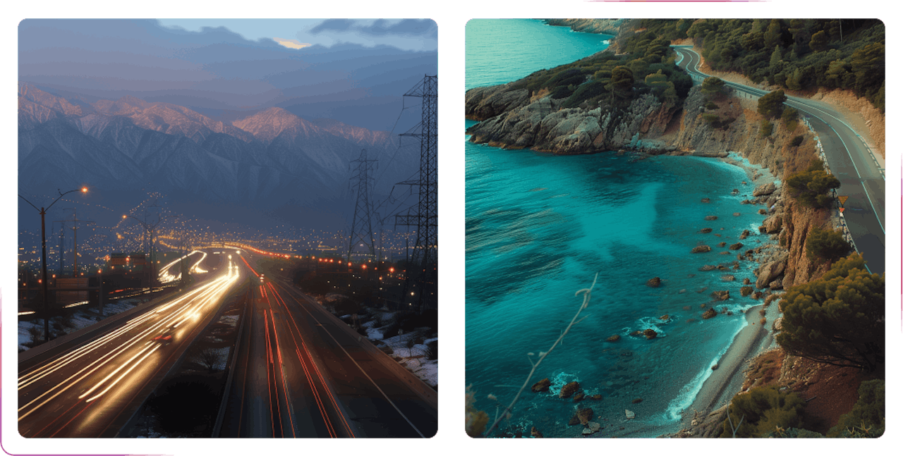 road with lights and seaside