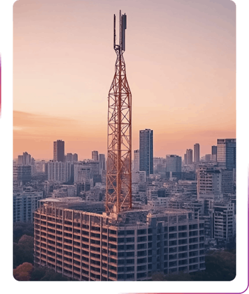 High building with a metal tower