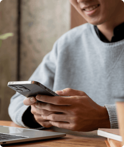 young boy using phone